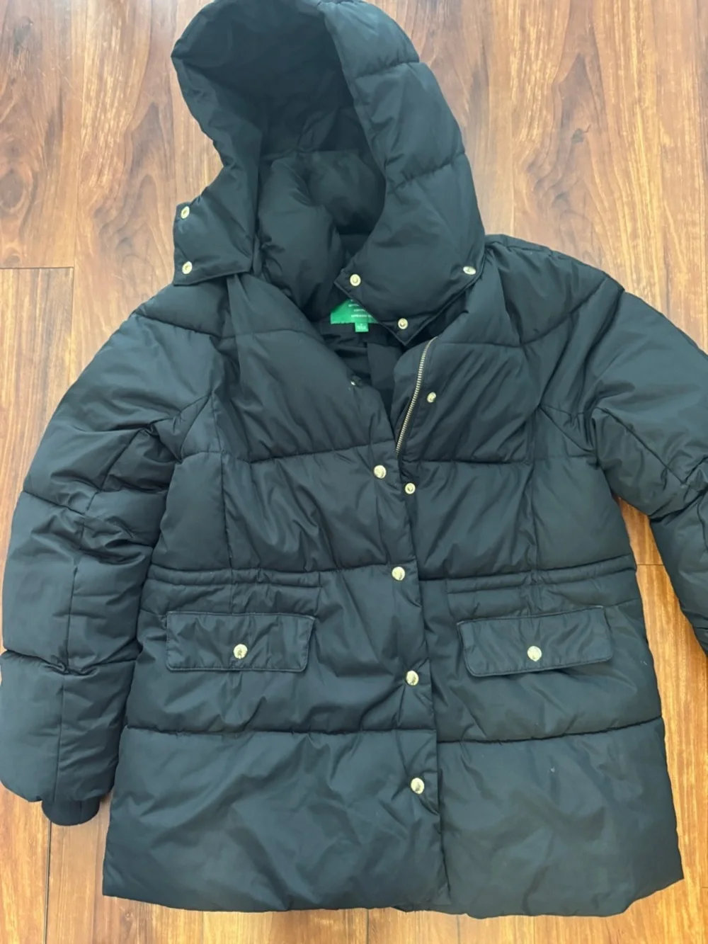 J. Crew Black Quilted Hooded Puffer Jacket